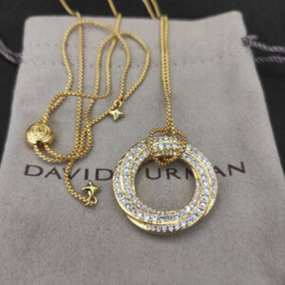 David Yurman Gold Round Diamond Necklace